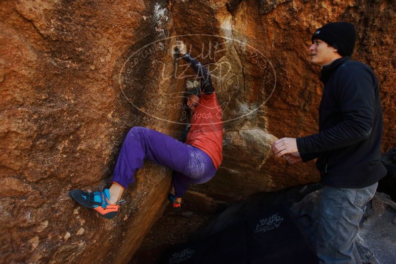 Bouldering in Hueco Tanks on 01/05/2019 with Blue Lizard Climbing and Yoga

Filename: SRM_20190105_1229300.jpg
Aperture: f/4.5
Shutter Speed: 1/200
Body: Canon EOS-1D Mark II
Lens: Canon EF 16-35mm f/2.8 L