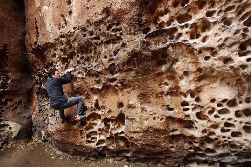 Bouldering in Hueco Tanks on 01/06/2019 with Blue Lizard Climbing and Yoga

Filename: SRM_20190106_1205580.jpg
Aperture: f/4.5
Shutter Speed: 1/80
Body: Canon EOS-1D Mark II
Lens: Canon EF 16-35mm f/2.8 L