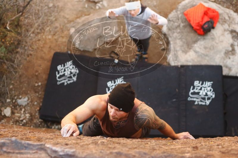 Bouldering in Hueco Tanks on 01/13/2019 with Blue Lizard Climbing and Yoga

Filename: SRM_20190113_1307470.jpg
Aperture: f/2.8
Shutter Speed: 1/640
Body: Canon EOS-1D Mark II
Lens: Canon EF 50mm f/1.8 II