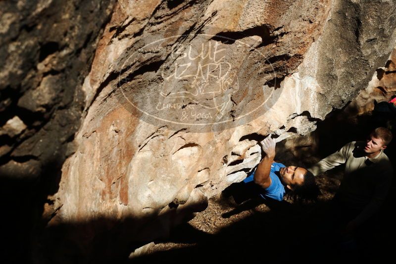 Bouldering in Hueco Tanks on 01/18/2019 with Blue Lizard Climbing and Yoga

Filename: SRM_20190118_1257450.jpg
Aperture: f/7.1
Shutter Speed: 1/500
Body: Canon EOS-1D Mark II
Lens: Canon EF 50mm f/1.8 II