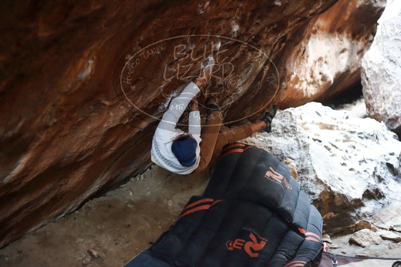 Bouldering in Hueco Tanks on 01/18/2019 with Blue Lizard Climbing and Yoga

Filename: SRM_20190118_1604040.jpg
Aperture: f/2.2
Shutter Speed: 1/125
Body: Canon EOS-1D Mark II
Lens: Canon EF 50mm f/1.8 II