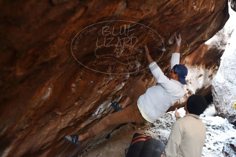 Bouldering in Hueco Tanks on 01/18/2019 with Blue Lizard Climbing and Yoga

Filename: SRM_20190118_1609150.jpg
Aperture: f/2.2
Shutter Speed: 1/100
Body: Canon EOS-1D Mark II
Lens: Canon EF 50mm f/1.8 II