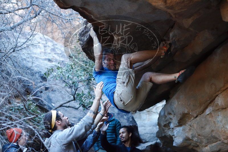 Bouldering in Hueco Tanks on 01/20/2019 with Blue Lizard Climbing and Yoga

Filename: SRM_20190120_1147471.jpg
Aperture: f/3.2
Shutter Speed: 1/250
Body: Canon EOS-1D Mark II
Lens: Canon EF 50mm f/1.8 II