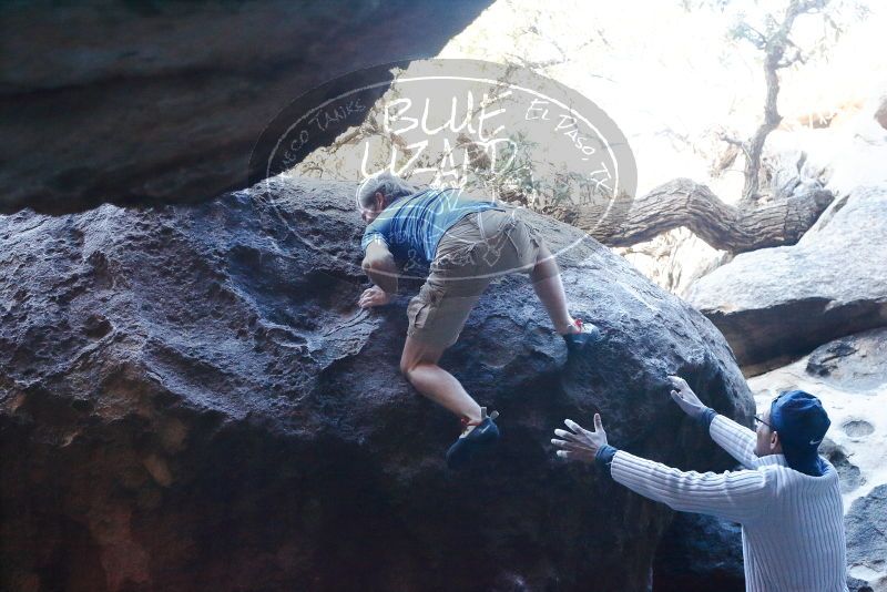 Bouldering in Hueco Tanks on 01/20/2019 with Blue Lizard Climbing and Yoga

Filename: SRM_20190120_1316260.jpg
Aperture: f/7.1
Shutter Speed: 1/200
Body: Canon EOS-1D Mark II
Lens: Canon EF 50mm f/1.8 II