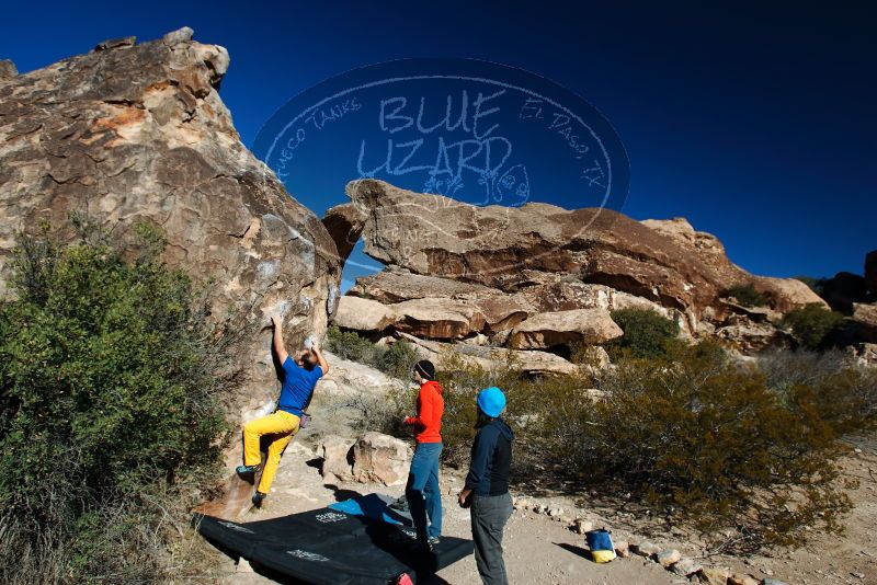 Bouldering in Hueco Tanks on 01/26/2019 with Blue Lizard Climbing and Yoga

Filename: SRM_20190126_1041510.jpg
Aperture: f/5.6
Shutter Speed: 1/250
Body: Canon EOS-1D Mark II
Lens: Canon EF 16-35mm f/2.8 L