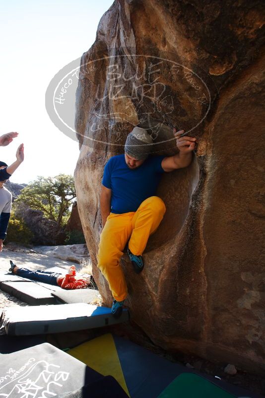 Bouldering in Hueco Tanks on 01/26/2019 with Blue Lizard Climbing and Yoga

Filename: SRM_20190126_1108110.jpg
Aperture: f/8.0
Shutter Speed: 1/250
Body: Canon EOS-1D Mark II
Lens: Canon EF 16-35mm f/2.8 L