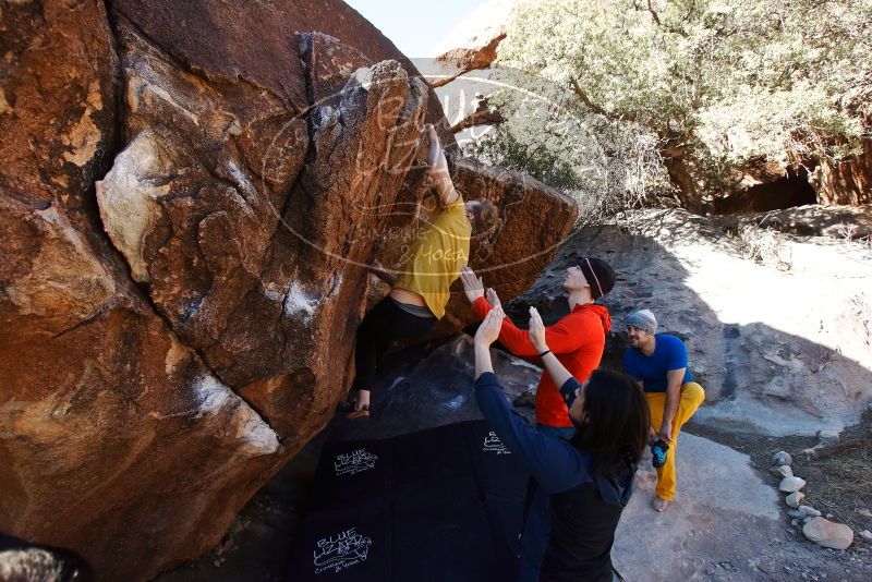 Bouldering in Hueco Tanks on 01/26/2019 with Blue Lizard Climbing and Yoga

Filename: SRM_20190126_1120410.jpg
Aperture: f/6.3
Shutter Speed: 1/250
Body: Canon EOS-1D Mark II
Lens: Canon EF 16-35mm f/2.8 L