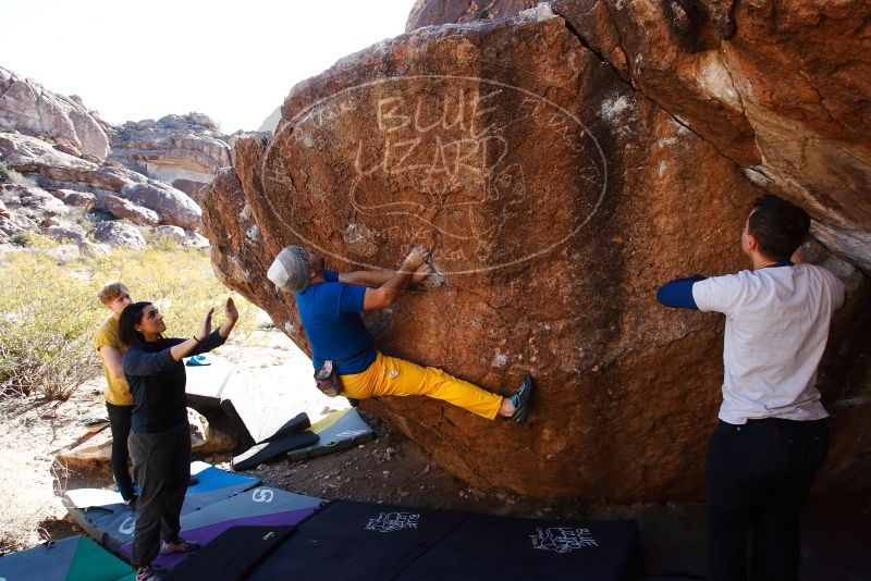 Bouldering in Hueco Tanks on 01/26/2019 with Blue Lizard Climbing and Yoga

Filename: SRM_20190126_1126010.jpg
Aperture: f/6.3
Shutter Speed: 1/250
Body: Canon EOS-1D Mark II
Lens: Canon EF 16-35mm f/2.8 L