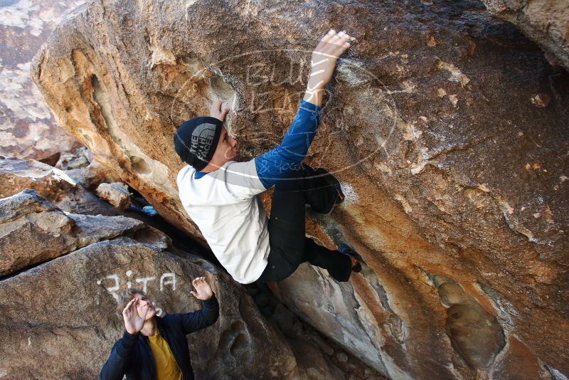 Bouldering in Hueco Tanks on 01/26/2019 with Blue Lizard Climbing and Yoga

Filename: SRM_20190126_1235430.jpg
Aperture: f/5.0
Shutter Speed: 1/200
Body: Canon EOS-1D Mark II
Lens: Canon EF 16-35mm f/2.8 L