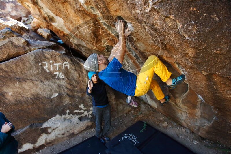 Bouldering in Hueco Tanks on 01/26/2019 with Blue Lizard Climbing and Yoga

Filename: SRM_20190126_1243440.jpg
Aperture: f/4.5
Shutter Speed: 1/250
Body: Canon EOS-1D Mark II
Lens: Canon EF 16-35mm f/2.8 L