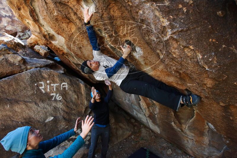 Bouldering in Hueco Tanks on 01/26/2019 with Blue Lizard Climbing and Yoga

Filename: SRM_20190126_1245230.jpg
Aperture: f/5.0
Shutter Speed: 1/250
Body: Canon EOS-1D Mark II
Lens: Canon EF 16-35mm f/2.8 L