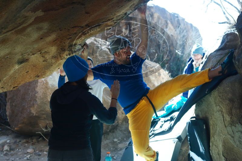 Bouldering in Hueco Tanks on 01/26/2019 with Blue Lizard Climbing and Yoga

Filename: SRM_20190126_1313191.jpg
Aperture: f/4.5
Shutter Speed: 1/400
Body: Canon EOS-1D Mark II
Lens: Canon EF 50mm f/1.8 II