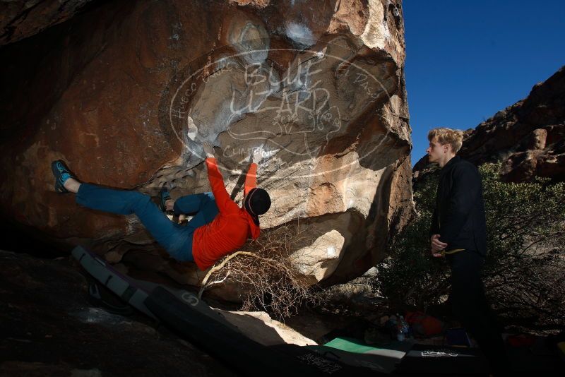 Bouldering in Hueco Tanks on 01/26/2019 with Blue Lizard Climbing and Yoga

Filename: SRM_20190126_1604350.jpg
Aperture: f/6.3
Shutter Speed: 1/250
Body: Canon EOS-1D Mark II
Lens: Canon EF 16-35mm f/2.8 L