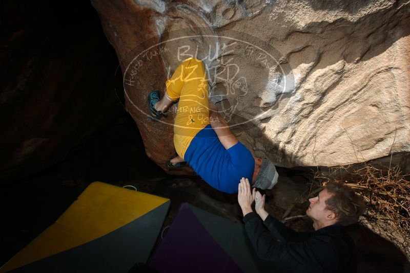 Bouldering in Hueco Tanks on 01/26/2019 with Blue Lizard Climbing and Yoga

Filename: SRM_20190126_1625380.jpg
Aperture: f/6.3
Shutter Speed: 1/250
Body: Canon EOS-1D Mark II
Lens: Canon EF 16-35mm f/2.8 L