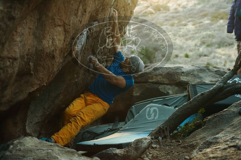 Bouldering in Hueco Tanks on 01/26/2019 with Blue Lizard Climbing and Yoga

Filename: SRM_20190126_1818180.jpg
Aperture: f/4.0
Shutter Speed: 1/250
Body: Canon EOS-1D Mark II
Lens: Canon EF 50mm f/1.8 II