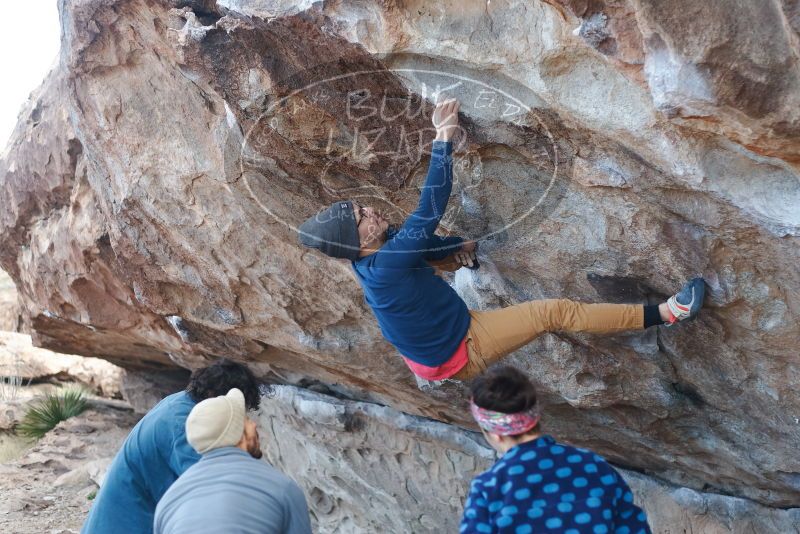 Bouldering in Hueco Tanks on 02/09/2019 with Blue Lizard Climbing and Yoga

Filename: SRM_20190209_1029030.jpg
Aperture: f/2.8
Shutter Speed: 1/400
Body: Canon EOS-1D Mark II
Lens: Canon EF 50mm f/1.8 II