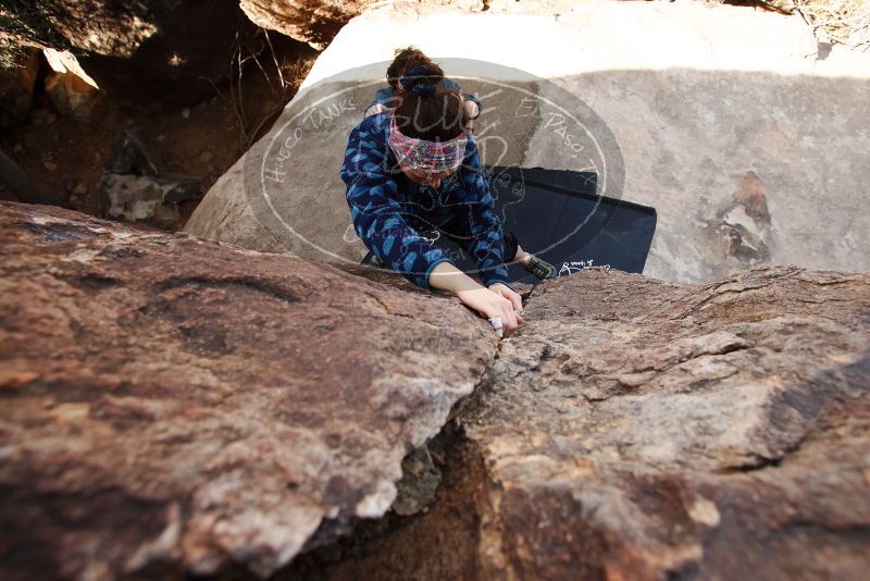 Bouldering in Hueco Tanks on 02/09/2019 with Blue Lizard Climbing and Yoga

Filename: SRM_20190209_1219200.jpg
Aperture: f/5.0
Shutter Speed: 1/250
Body: Canon EOS-1D Mark II
Lens: Canon EF 16-35mm f/2.8 L