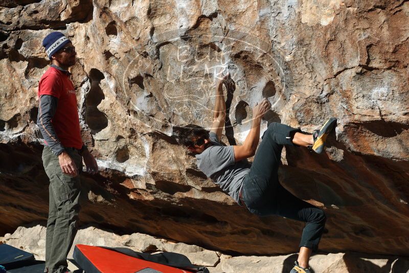 Bouldering in Hueco Tanks on 02/22/2019 with Blue Lizard Climbing and Yoga

Filename: SRM_20190222_1027100.jpg
Aperture: f/4.0
Shutter Speed: 1/800
Body: Canon EOS-1D Mark II
Lens: Canon EF 50mm f/1.8 II