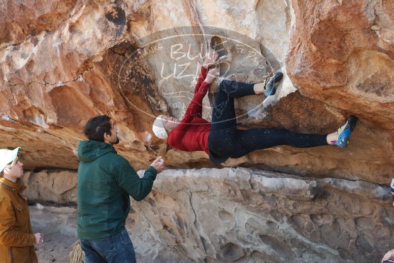 Bouldering in Hueco Tanks on 02/22/2019 with Blue Lizard Climbing and Yoga

Filename: SRM_20190222_1249200.jpg
Aperture: f/5.0
Shutter Speed: 1/250
Body: Canon EOS-1D Mark II
Lens: Canon EF 50mm f/1.8 II