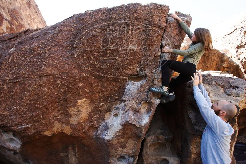 Bouldering in Hueco Tanks on 02/24/2019 with Blue Lizard Climbing and Yoga

Filename: SRM_20190224_1241490.jpg
Aperture: f/5.6
Shutter Speed: 1/250
Body: Canon EOS-1D Mark II
Lens: Canon EF 16-35mm f/2.8 L