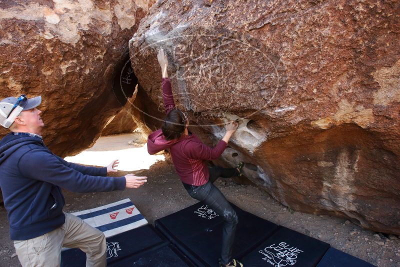 Bouldering in Hueco Tanks on 02/24/2019 with Blue Lizard Climbing and Yoga

Filename: SRM_20190224_1248091.jpg
Aperture: f/5.6
Shutter Speed: 1/250
Body: Canon EOS-1D Mark II
Lens: Canon EF 16-35mm f/2.8 L