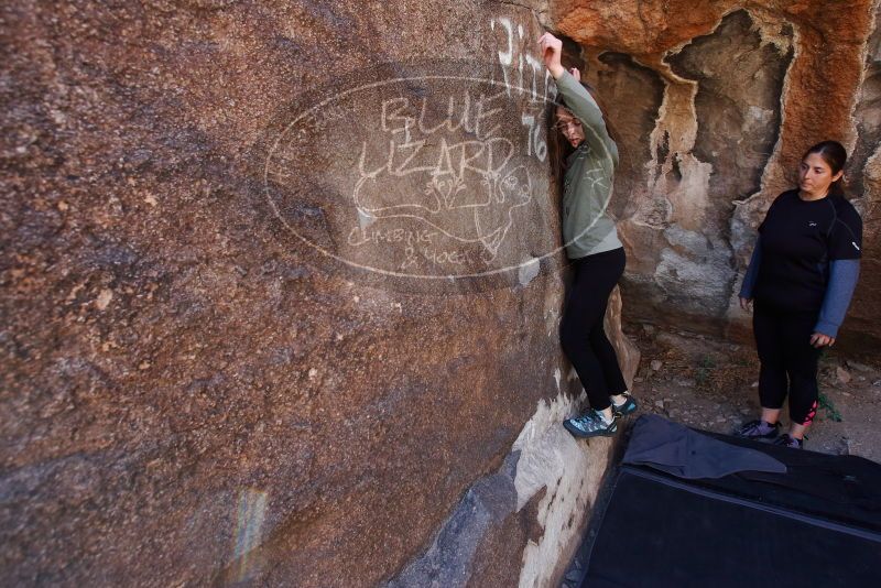 Bouldering in Hueco Tanks on 02/24/2019 with Blue Lizard Climbing and Yoga

Filename: SRM_20190224_1314230.jpg
Aperture: f/5.0
Shutter Speed: 1/320
Body: Canon EOS-1D Mark II
Lens: Canon EF 16-35mm f/2.8 L