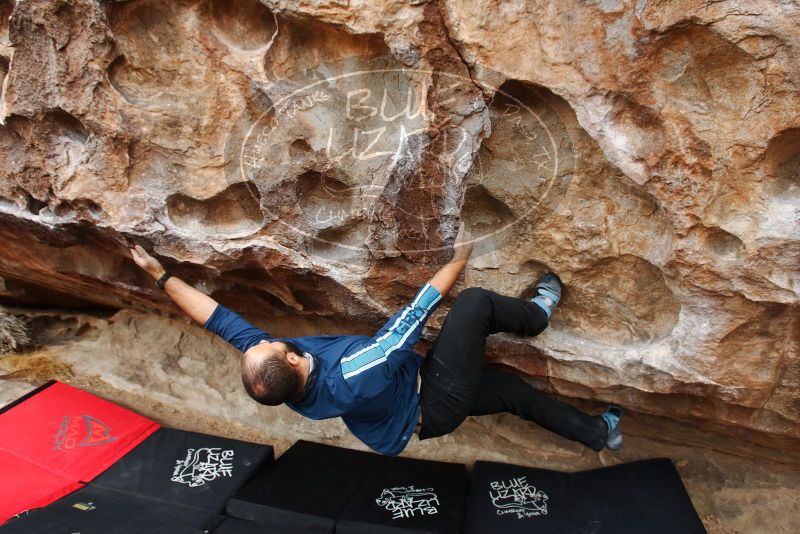 Bouldering in Hueco Tanks on 03/08/2019 with Blue Lizard Climbing and Yoga

Filename: SRM_20190308_1313320.jpg
Aperture: f/5.0
Shutter Speed: 1/400
Body: Canon EOS-1D Mark II
Lens: Canon EF 16-35mm f/2.8 L