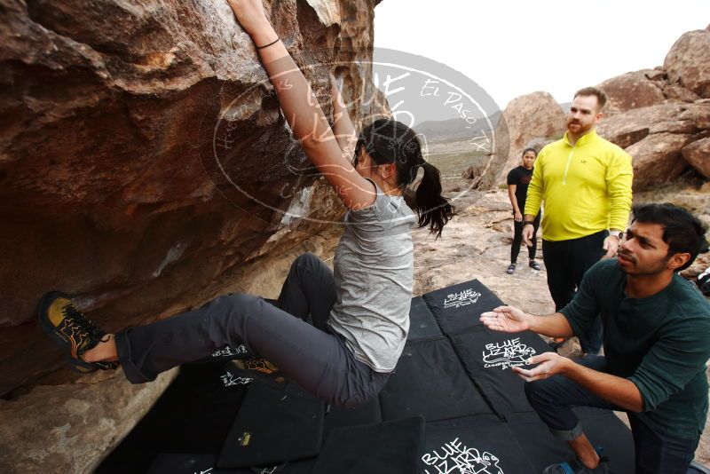 Bouldering in Hueco Tanks on 03/08/2019 with Blue Lizard Climbing and Yoga

Filename: SRM_20190308_1322370.jpg
Aperture: f/5.6
Shutter Speed: 1/320
Body: Canon EOS-1D Mark II
Lens: Canon EF 16-35mm f/2.8 L