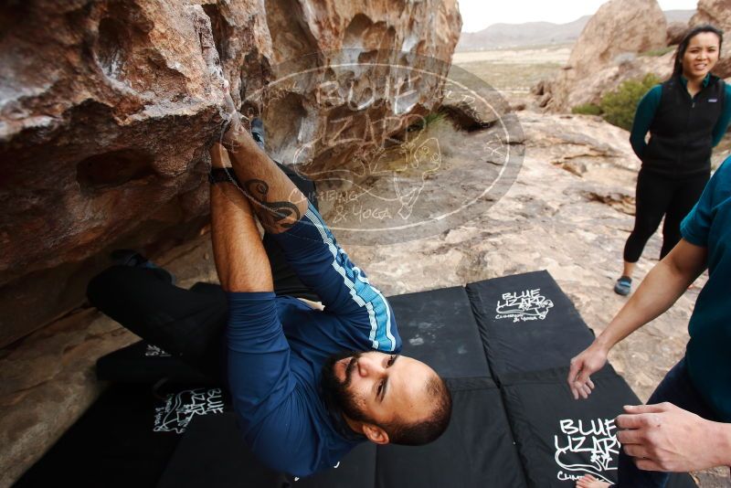 Bouldering in Hueco Tanks on 03/08/2019 with Blue Lizard Climbing and Yoga

Filename: SRM_20190308_1330210.jpg
Aperture: f/5.6
Shutter Speed: 1/400
Body: Canon EOS-1D Mark II
Lens: Canon EF 16-35mm f/2.8 L