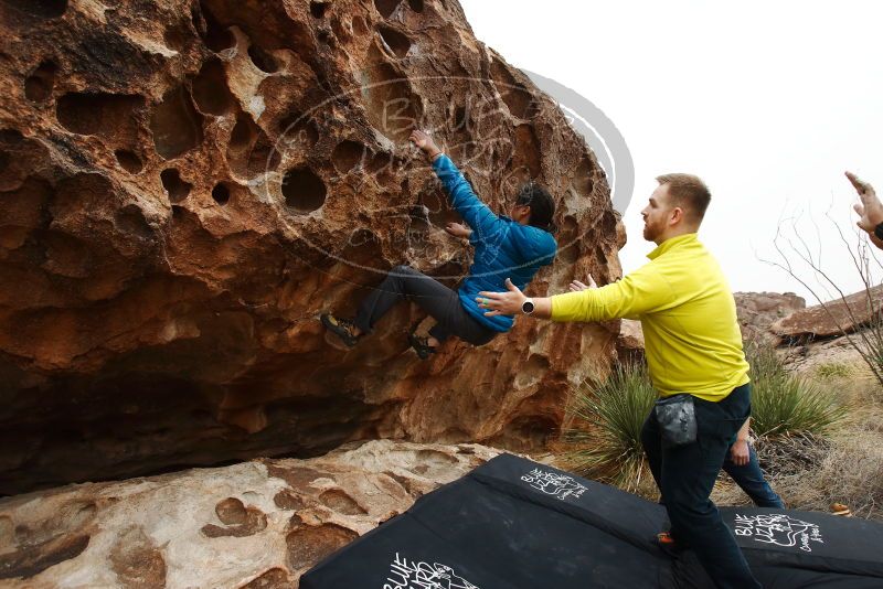 Bouldering in Hueco Tanks on 03/08/2019 with Blue Lizard Climbing and Yoga

Filename: SRM_20190308_1417260.jpg
Aperture: f/5.6
Shutter Speed: 1/500
Body: Canon EOS-1D Mark II
Lens: Canon EF 16-35mm f/2.8 L