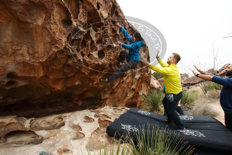 Bouldering in Hueco Tanks on 03/08/2019 with Blue Lizard Climbing and Yoga

Filename: SRM_20190308_1417300.jpg
Aperture: f/5.6
Shutter Speed: 1/400
Body: Canon EOS-1D Mark II
Lens: Canon EF 16-35mm f/2.8 L