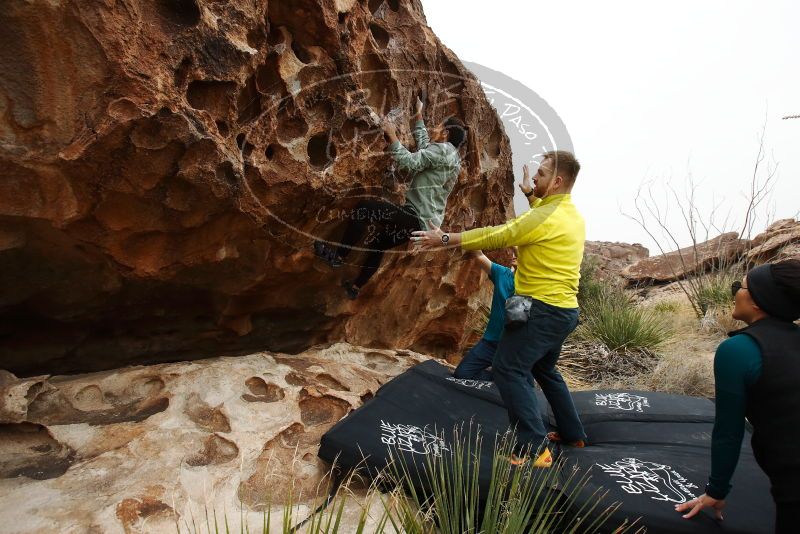 Bouldering in Hueco Tanks on 03/08/2019 with Blue Lizard Climbing and Yoga

Filename: SRM_20190308_1418200.jpg
Aperture: f/5.6
Shutter Speed: 1/500
Body: Canon EOS-1D Mark II
Lens: Canon EF 16-35mm f/2.8 L