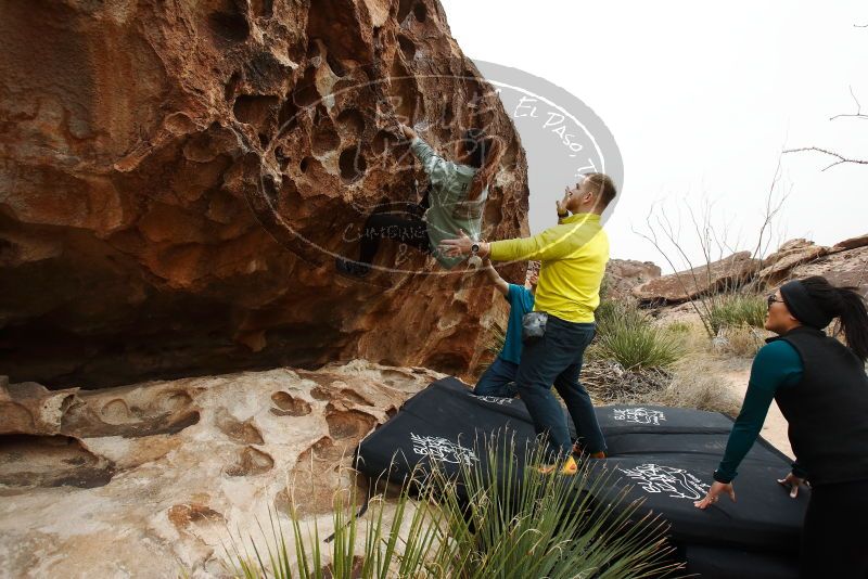 Bouldering in Hueco Tanks on 03/08/2019 with Blue Lizard Climbing and Yoga

Filename: SRM_20190308_1418260.jpg
Aperture: f/5.6
Shutter Speed: 1/500
Body: Canon EOS-1D Mark II
Lens: Canon EF 16-35mm f/2.8 L