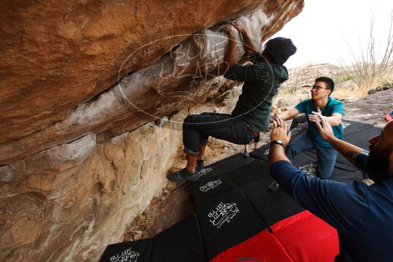 Bouldering in Hueco Tanks on 03/08/2019 with Blue Lizard Climbing and Yoga

Filename: SRM_20190308_1430350.jpg
Aperture: f/5.6
Shutter Speed: 1/320
Body: Canon EOS-1D Mark II
Lens: Canon EF 16-35mm f/2.8 L