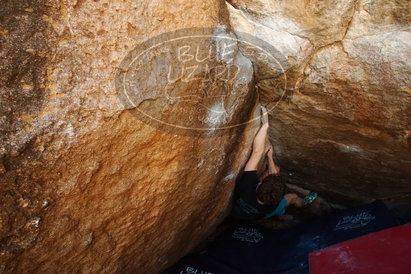 Bouldering in Hueco Tanks on 03/29/2019 with Blue Lizard Climbing and Yoga

Filename: SRM_20190329_1128500.jpg
Aperture: f/5.6
Shutter Speed: 1/250
Body: Canon EOS-1D Mark II
Lens: Canon EF 16-35mm f/2.8 L