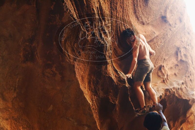 Bouldering in Hueco Tanks on 08/31/2019 with Blue Lizard Climbing and Yoga

Filename: SRM_20190831_1748350.jpg
Aperture: f/2.8
Shutter Speed: 1/250
Body: Canon EOS-1D Mark II
Lens: Canon EF 50mm f/1.8 II