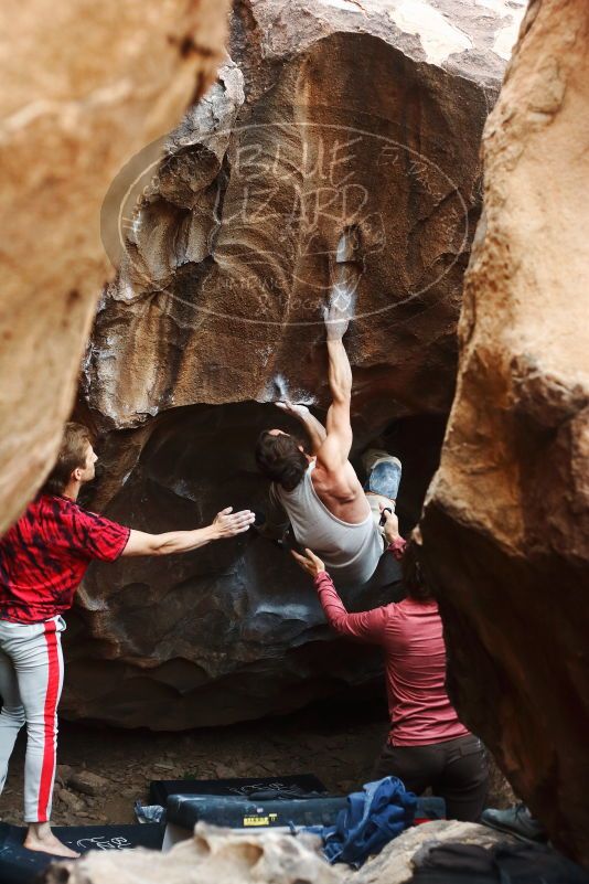 Bouldering in Hueco Tanks on 10/28/2019 with Blue Lizard Climbing and Yoga

Filename: SRM_20191028_1346360.jpg
Aperture: f/3.2
Shutter Speed: 1/250
Body: Canon EOS-1D Mark II
Lens: Canon EF 50mm f/1.8 II