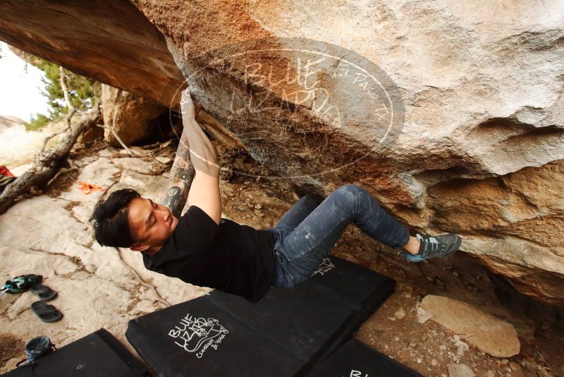 Bouldering in Hueco Tanks on 11/17/2019 with Blue Lizard Climbing and Yoga

Filename: SRM_20191117_1726560.jpg
Aperture: f/5.0
Shutter Speed: 1/250
Body: Canon EOS-1D Mark II
Lens: Canon EF 16-35mm f/2.8 L