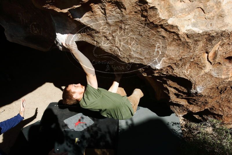 Bouldering in Hueco Tanks on 11/16/2019 with Blue Lizard Climbing and Yoga

Filename: SRM_20191116_1251330.jpg
Aperture: f/8.0
Shutter Speed: 1/640
Body: Canon EOS-1D Mark II
Lens: Canon EF 16-35mm f/2.8 L