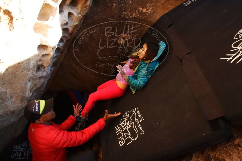 Bouldering in Hueco Tanks on 11/24/2019 with Blue Lizard Climbing and Yoga

Filename: SRM_20191124_1643180.jpg
Aperture: f/5.0
Shutter Speed: 1/400
Body: Canon EOS-1D Mark II
Lens: Canon EF 16-35mm f/2.8 L