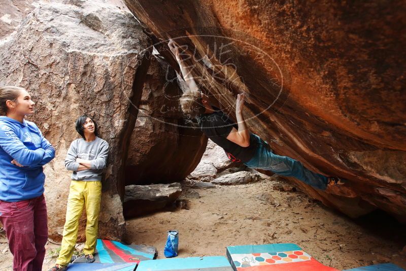 Bouldering in Hueco Tanks on 11/25/2019 with Blue Lizard Climbing and Yoga

Filename: SRM_20191125_1456040.jpg
Aperture: f/5.0
Shutter Speed: 1/250
Body: Canon EOS-1D Mark II
Lens: Canon EF 16-35mm f/2.8 L