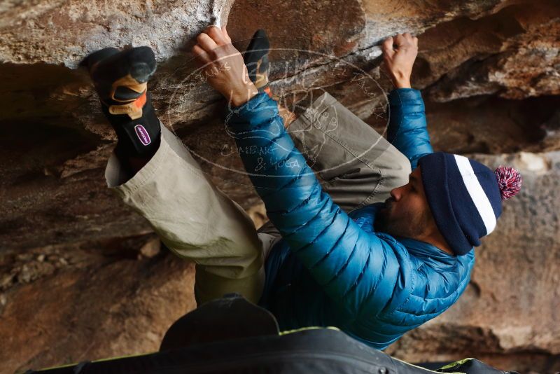 Bouldering in Hueco Tanks on 11/26/2019 with Blue Lizard Climbing and Yoga

Filename: SRM_20191126_1609550.jpg
Aperture: f/3.5
Shutter Speed: 1/250
Body: Canon EOS-1D Mark II
Lens: Canon EF 50mm f/1.8 II