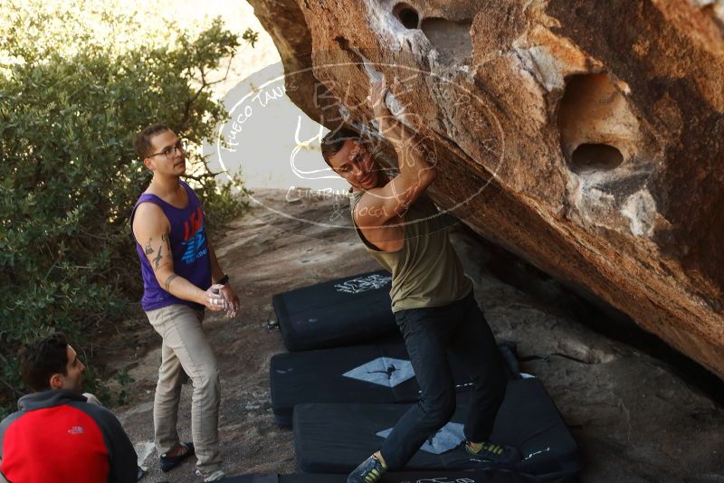 Bouldering in Hueco Tanks on 11/29/2019 with Blue Lizard Climbing and Yoga

Filename: SRM_20191129_1425241.jpg
Aperture: f/4.0
Shutter Speed: 1/250
Body: Canon EOS-1D Mark II
Lens: Canon EF 50mm f/1.8 II