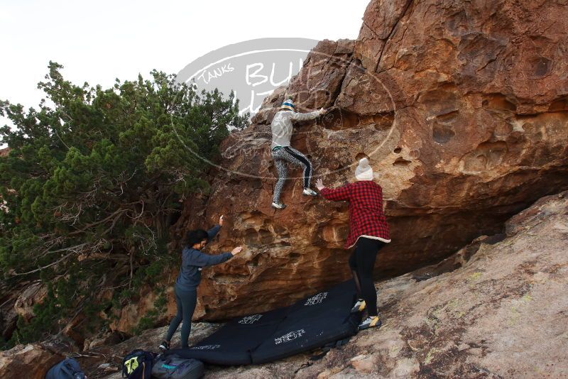 Bouldering in Hueco Tanks on 11/29/2019 with Blue Lizard Climbing and Yoga

Filename: SRM_20191129_1638580.jpg
Aperture: f/7.1
Shutter Speed: 1/250
Body: Canon EOS-1D Mark II
Lens: Canon EF 16-35mm f/2.8 L