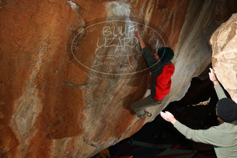 Bouldering in Hueco Tanks on 11/30/2019 with Blue Lizard Climbing and Yoga

Filename: SRM_20191130_1209040.jpg
Aperture: f/7.1
Shutter Speed: 1/250
Body: Canon EOS-1D Mark II
Lens: Canon EF 16-35mm f/2.8 L