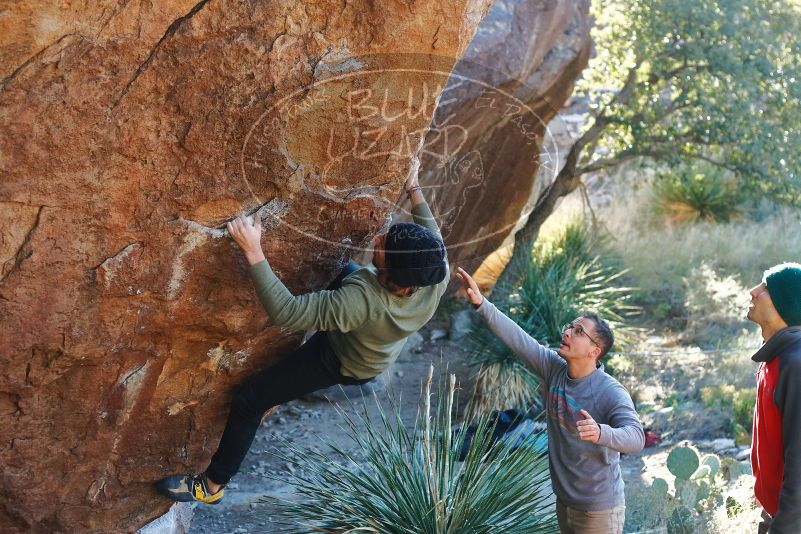 Bouldering in Hueco Tanks on 11/30/2019 with Blue Lizard Climbing and Yoga

Filename: SRM_20191130_1634290.jpg
Aperture: f/3.5
Shutter Speed: 1/250
Body: Canon EOS-1D Mark II
Lens: Canon EF 50mm f/1.8 II