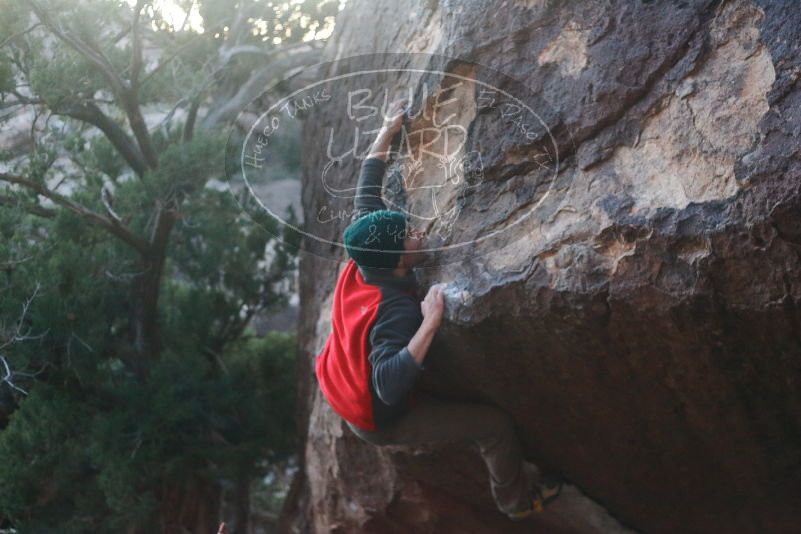 Bouldering in Hueco Tanks on 11/30/2019 with Blue Lizard Climbing and Yoga

Filename: SRM_20191130_1810150.jpg
Aperture: f/2.5
Shutter Speed: 1/250
Body: Canon EOS-1D Mark II
Lens: Canon EF 50mm f/1.8 II