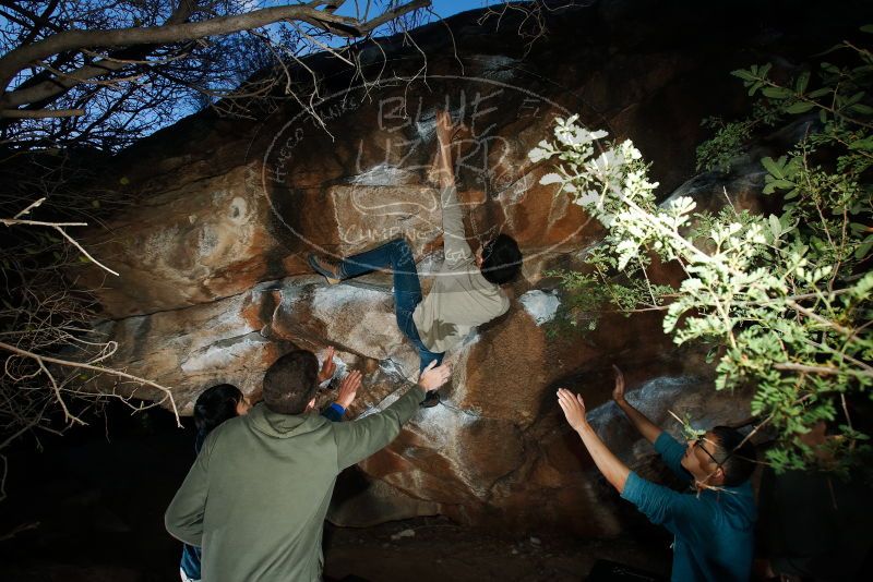 Bouldering in Hueco Tanks on 12/15/2019 with Blue Lizard Climbing and Yoga

Filename: SRM_20191215_1044140.jpg
Aperture: f/8.0
Shutter Speed: 1/250
Body: Canon EOS-1D Mark II
Lens: Canon EF 16-35mm f/2.8 L