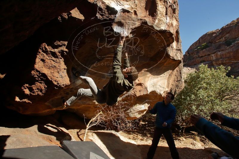 Bouldering in Hueco Tanks on 12/15/2019 with Blue Lizard Climbing and Yoga

Filename: SRM_20191215_1428400.jpg
Aperture: f/9.0
Shutter Speed: 1/320
Body: Canon EOS-1D Mark II
Lens: Canon EF 16-35mm f/2.8 L