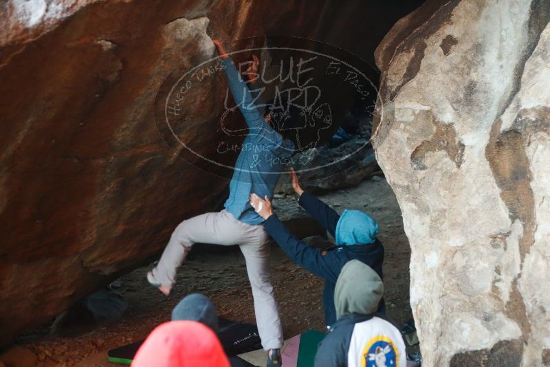 Bouldering in Hueco Tanks on 12/16/2019 with Blue Lizard Climbing and Yoga

Filename: SRM_20191216_1755450.jpg
Aperture: f/2.8
Shutter Speed: 1/250
Body: Canon EOS-1D Mark II
Lens: Canon EF 50mm f/1.8 II